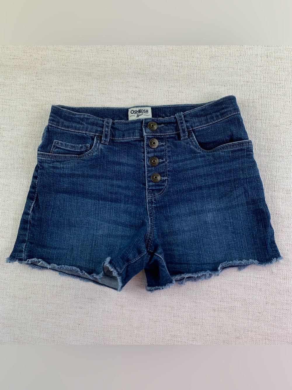 OshKosh girl's Dark Blue Denim‎ Shorts snapped button adjustable waist size 8